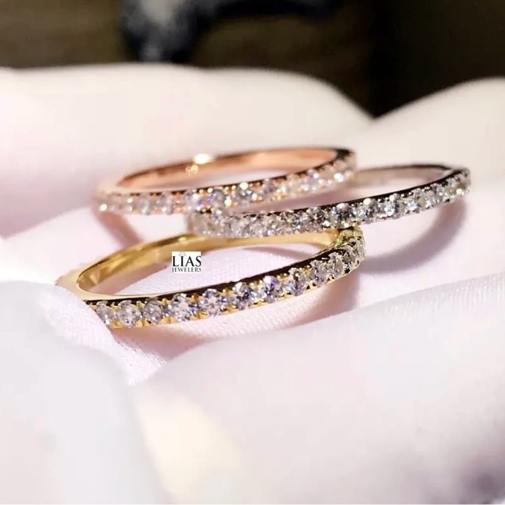 3 18k white yellow rose gold wedding rings ( 3 rings total )